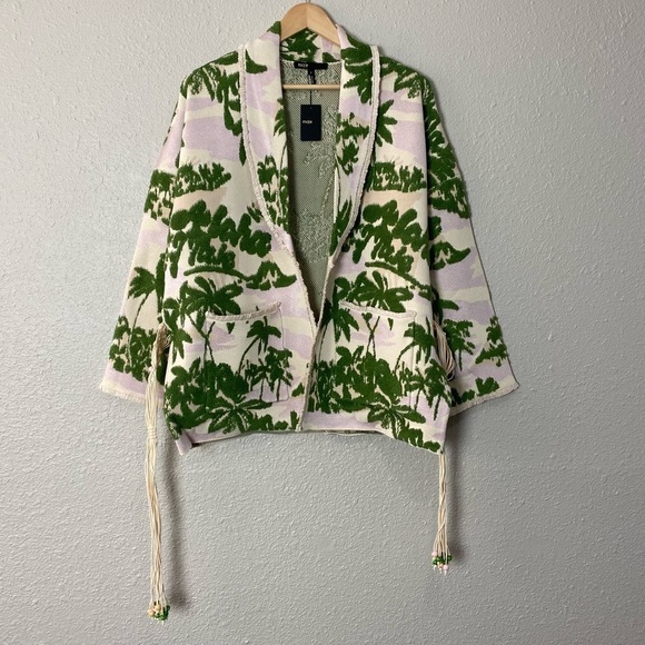 Maje Palm Tree print sweater jacket - Picture 4 of 16